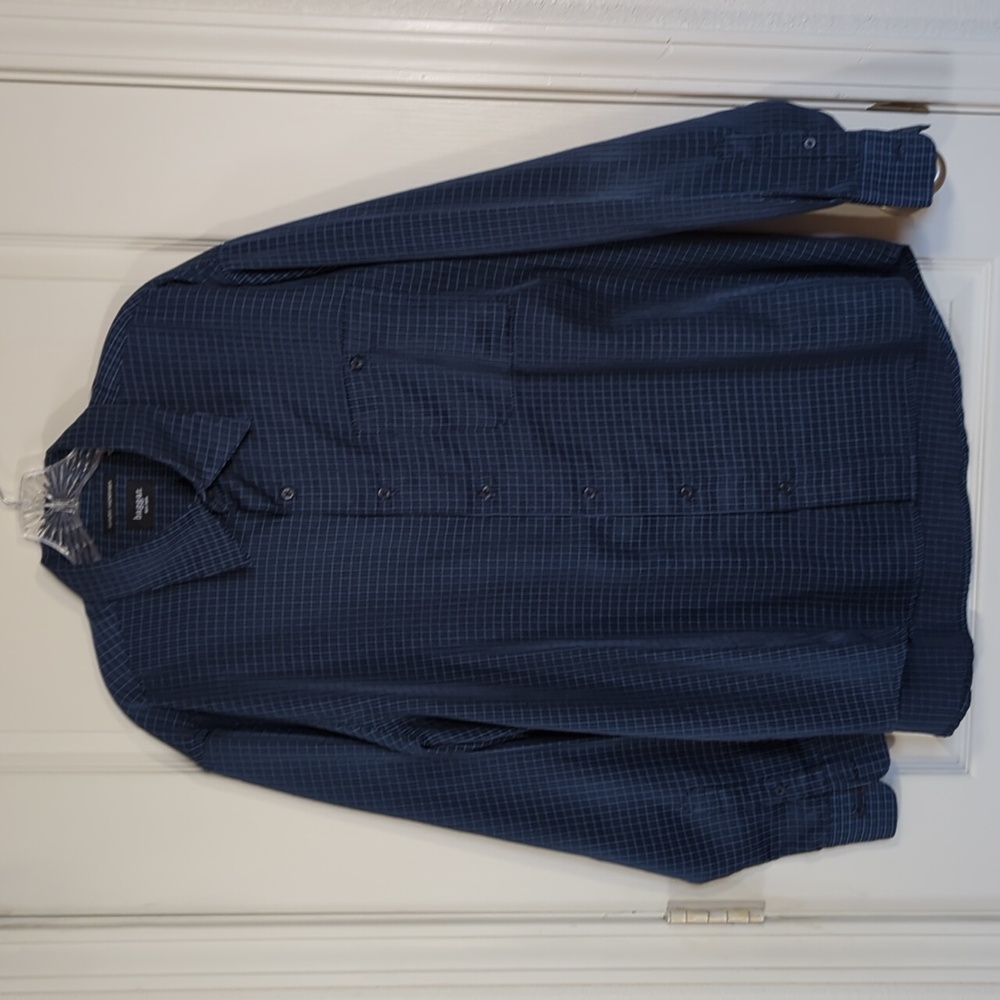 Haggar luxury microfiber shirt XL Blue EUC
